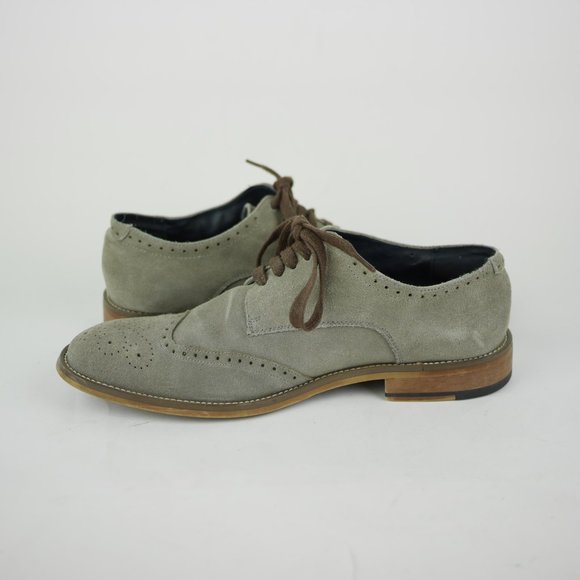 JOSEPH ABBOUD Men\'s 8 - Gray suede leather oxfords lace up embossed dress shoes main image 11